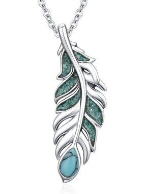 Trendy Turquoise Feather Necklace | Exquisite Western Jewelry Gift for Her